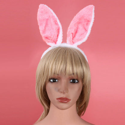 JEATHA Bunny Rabbit Plush Ears Hair Hoop Nose Cover and Rabbit Fur Tail Ball Anal Plug Cosplay Costume Props