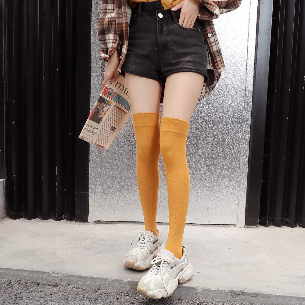 Bestjybt Thigh High Socks Cotton Warm Long Over Knee High Stockings | Knee High Socks, Stay in Place Well, Comfortable, Soft, Thick, Suitable For Winter/Snowy Weather, Smooth Look, Well Made