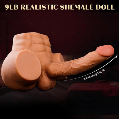 Shemale Sex Doll with 7.2in Realistic Huge Dildo | Unisex Trans Sex Dolls Flexible Cock Gay Sex Toys for Women Tight Vagina Anus Masturbator Male Sex Doll Adult Sex Toy for Men