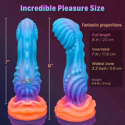 7.2" Fantasy Monster Dildo with Knot U & G-spot Dragon Dildo with Suction Cup, Long Anal Plug Adult Sex Toys & Games for Women Men Couples (DrakoPod)