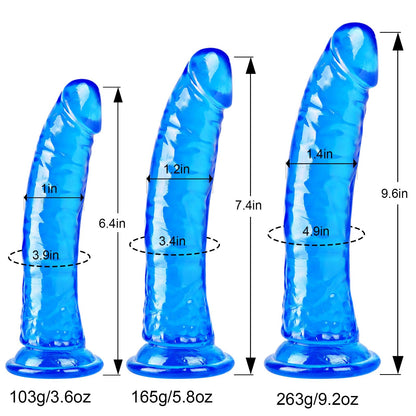 Clear Suction Realistic Dildo Set - 3 Sizes(small6.4'',big7.4'', huge9.6'') for Anal and Vaginal Pleasure - Perfect for Beginners to Advanced Users Lifelike Penis