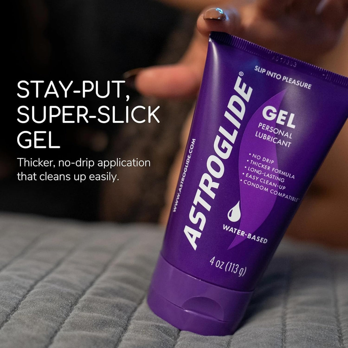 ASTROGLIDE Ultra Gentle Gel Lube, Hypoallergenic, 3 Fl Oz, Travel Size | Water-based ultra gentle hypoallergenic gel without glycerin or parabens. Thicker formula safe for toys and latex condoms.