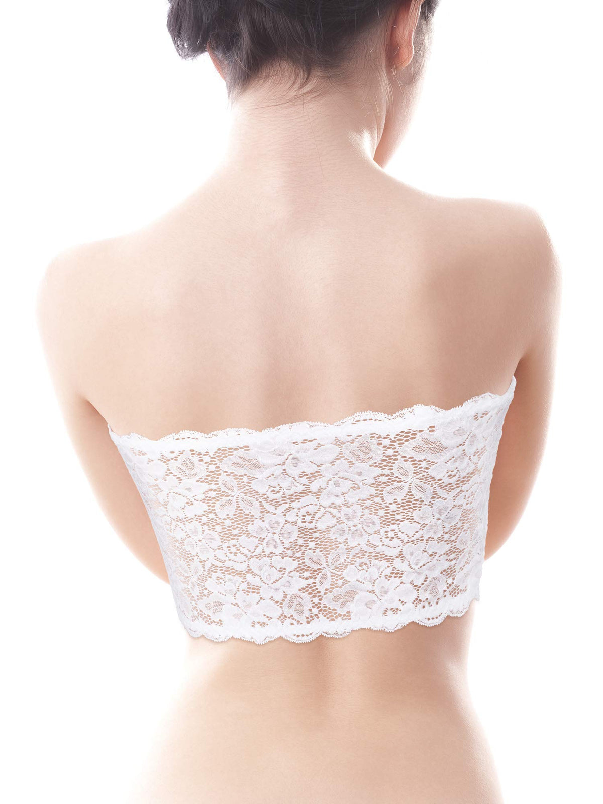 Boao 3 Pieces Women's Floral Lace Tube Top Bandeau Strapless Bras Seamless Stretchy Chest Wrap