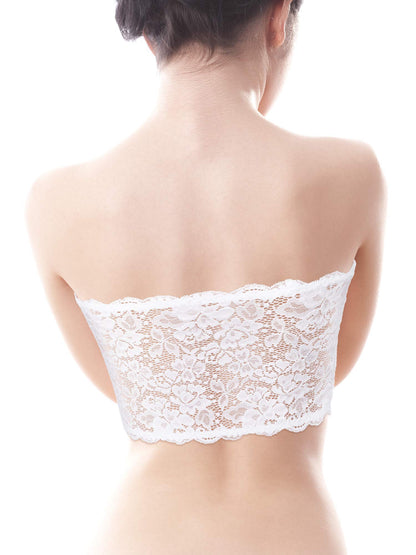 Boao 3 Pieces Women's Floral Lace Tube Top Bandeau Strapless Bras Seamless Stretchy Chest Wrap
