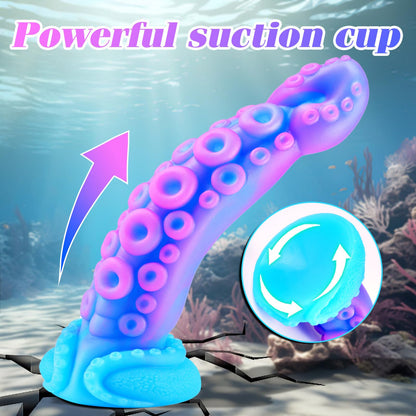 7" Beginner Small Monster Tentacle Dildo with Suction Cup, Silicone Fantasy Dragon Anal Plug, Realistic Tentacle Octopus Penis Conical Alien Dildo, Purple Blue G spot Adult Sex Toy for Men Gay Women
