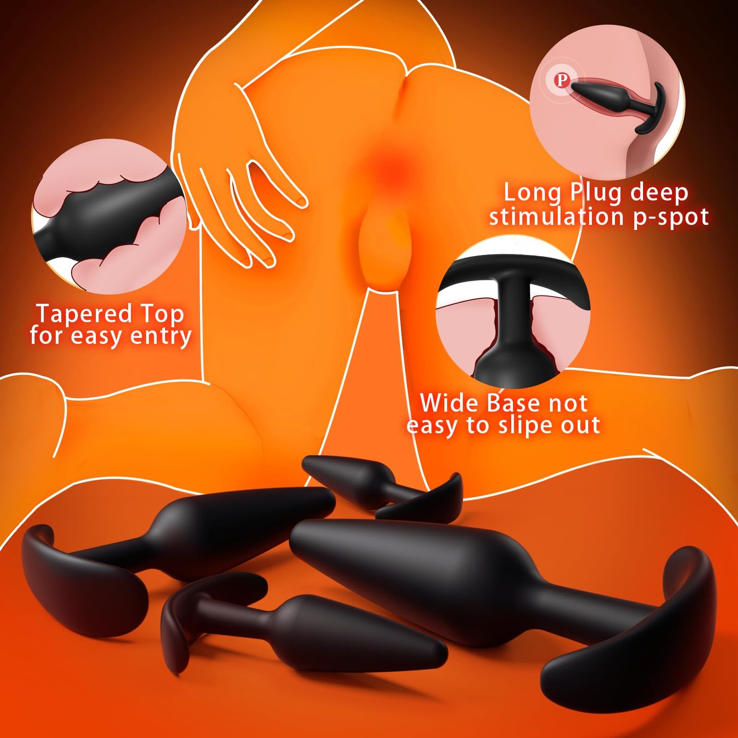 Anal Plug Vibrating Butt Plug, Adult Sex Toys 3PCS Silicone Anal Plugs, Anal Sex Toys with Remote Control 10 Vibrating Vibrator for Men, Anal Toys Adult Sex Toy & Games Prostate Massager