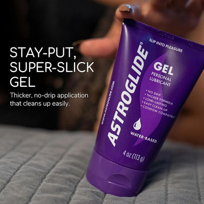 ASTROGLIDE Ultra Gentle Gel Lube, Hypoallergenic, 3 Fl Oz, Travel Size | Water-based ultra gentle hypoallergenic gel without glycerin or parabens. Thicker formula safe for toys and latex condoms.