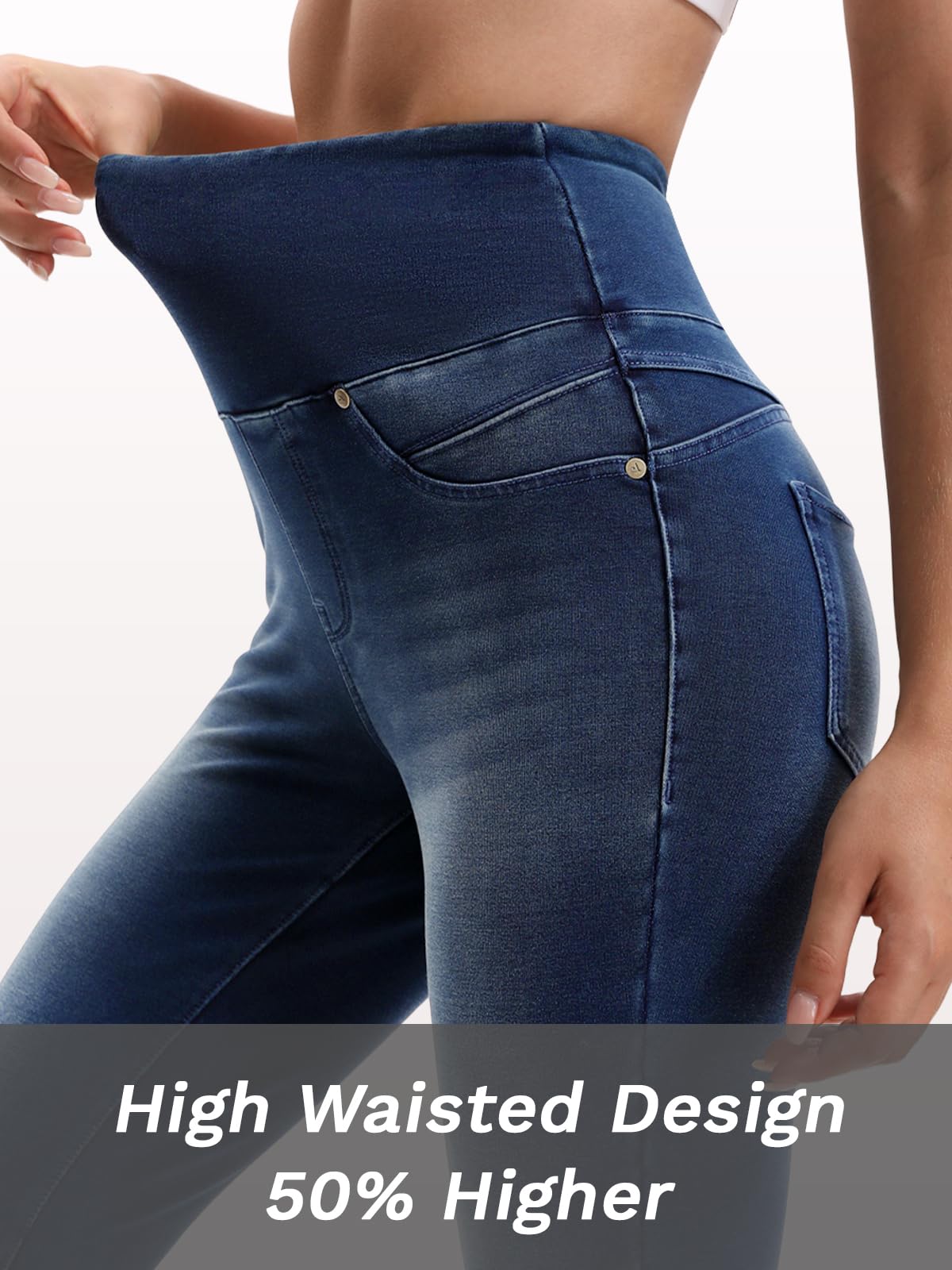 Stretchy Jeans for Women High Waisted Jeggings Tummy Control Slim Fit Jeans Pull On with Pockets Stylish Casual