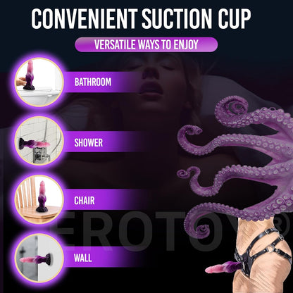 7.2" Fantasy Monster Dildo with Knot U & G-spot Dragon Dildo with Suction Cup, Long Anal Plug Adult Sex Toys & Games for Women Men Couples (DrakoPod)