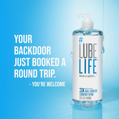 LUBELIFE Water Based 3X Anal Lube, Personal Lubricant, 12 Fl Oz | Extra thick anal glide with triple cushion, non-sticky water-based formula, toy and condom compatible, smooth confident glide