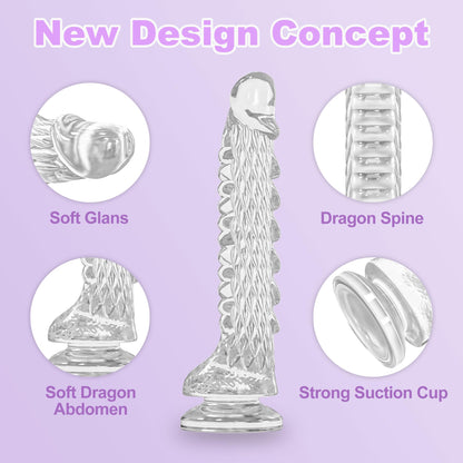 7.4 inch Dragon Dildo with Strong Suction Cup for Hands-Free Play,Realistic Monster Dildo Anal Plug Prostate Massager Adult Sex Toys for Vaginal G-Spot and Anal Prostate Purple