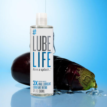 LUBELIFE Water Based 3X Anal Lube, Personal Lubricant, 12 Fl Oz | Extra thick anal glide with triple cushion, non-sticky water-based formula, toy and condom compatible, smooth confident glide