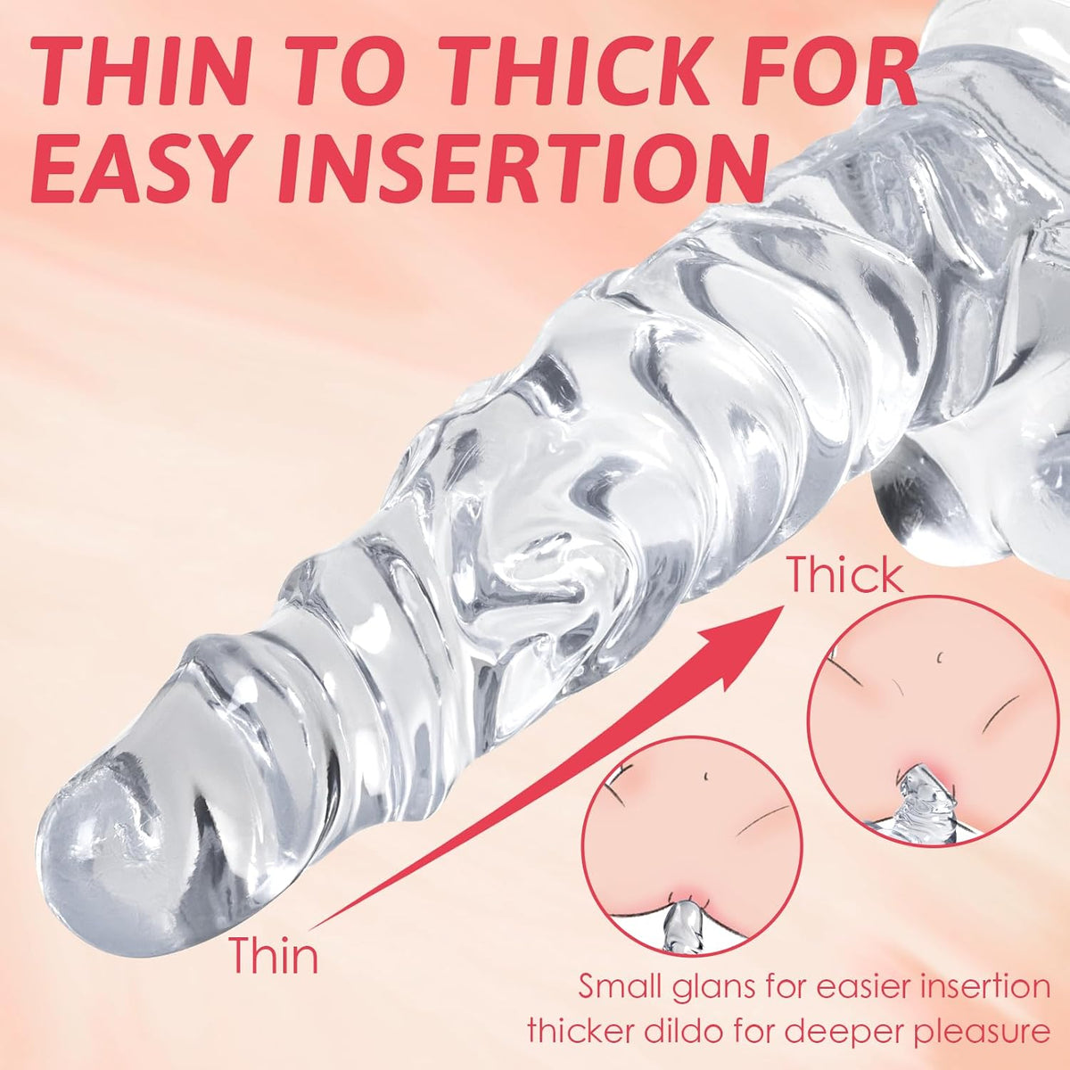 Huge Realistic Dildo, 11.8" XXL Clear G spot Dildo for Women,Small Glans Big Thick Dildo with Special Curve Design,Strong Suction Cup Lifelike Sex Toy for Hands-Free Play | Giant XXL Dildo for G-spot Vagina Anal Play,Big Size- Tapered Glans and Special Cu