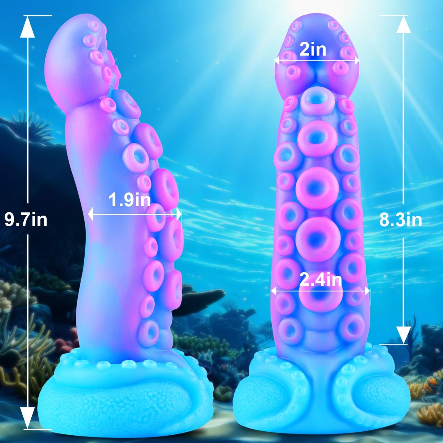 7" Beginner Small Monster Tentacle Dildo with Suction Cup, Silicone Fantasy Dragon Anal Plug, Realistic Tentacle Octopus Penis Conical Alien Dildo, Purple Blue G spot Adult Sex Toy for Men Gay Women