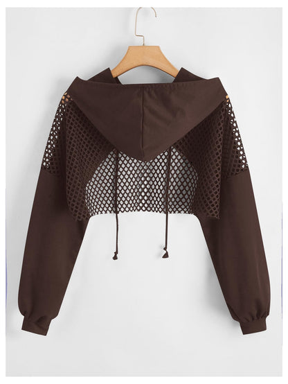 SweatyRocks Casual Cut Out Long Sleeve Pullover Crop Top Sweatshirt | Cropped Hoodie, Crop Top Hoodies, Long Sleeve Going Out Tops, Fall Fashion Clothes