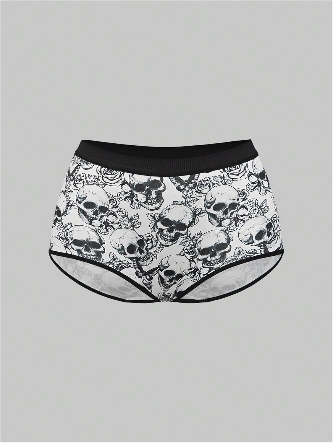 WDIRARA 5 Pack Goth Graphic Panties Boyshorts Mid Rise Shorts Briefs Boxer