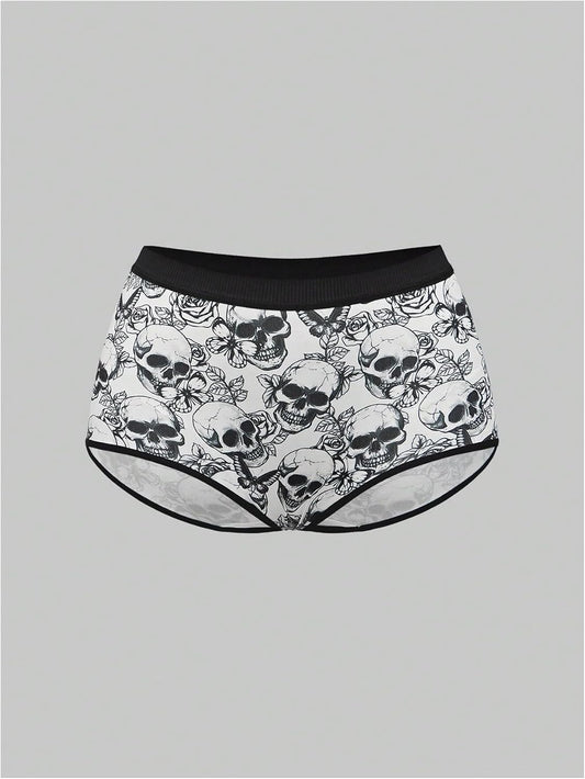 WDIRARA 5 Pack Goth Graphic Panties Boyshorts Mid Rise Shorts Briefs Boxer