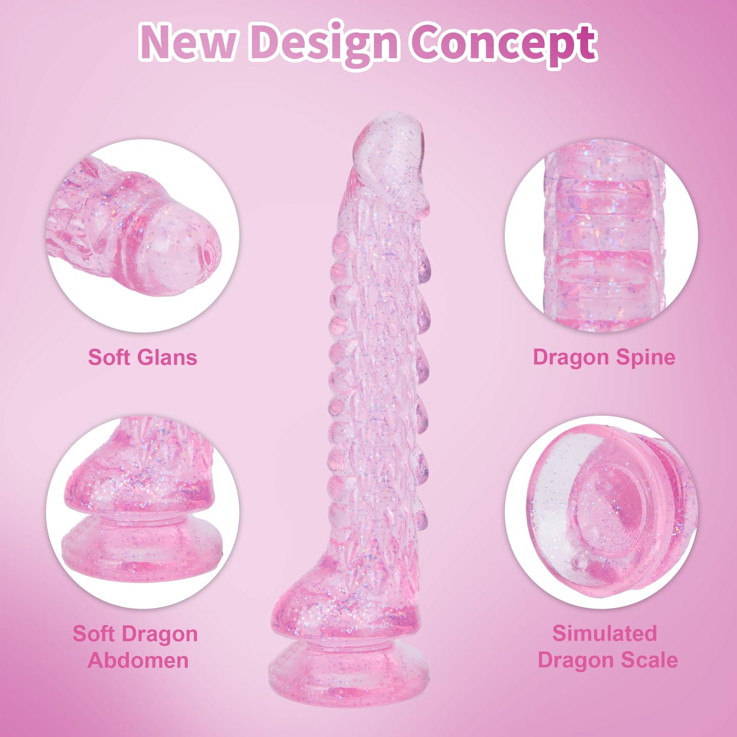 7.4 inch Dragon Dildo with Strong Suction Cup for Hands-Free Play,Realistic Monster Dildo Anal Plug Prostate Massager Adult Sex Toys for Vaginal G-Spot and Anal Prostate Purple