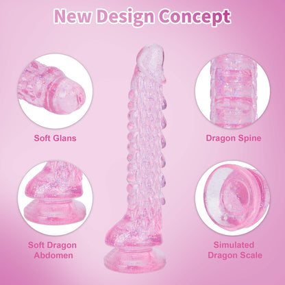 7.4 inch Dragon Dildo with Strong Suction Cup for Hands-Free Play,Realistic Monster Dildo Anal Plug Prostate Massager Adult Sex Toys for Vaginal G-Spot and Anal Prostate Purple