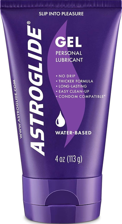 ASTROGLIDE Ultra Gentle Gel Lube, Hypoallergenic, 3 Fl Oz, Travel Size | Water-based ultra gentle hypoallergenic gel without glycerin or parabens. Thicker formula safe for toys and latex condoms.