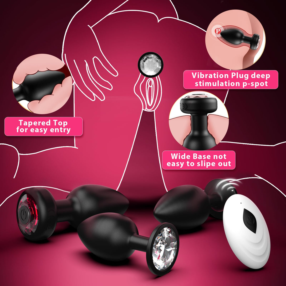 Anal Plug Vibrating Butt Plug, Adult Sex Toys 3PCS Silicone Anal Plugs, Anal Sex Toys with Remote Control 10 Vibrating Vibrator for Men, Anal Toys Adult Sex Toy & Games Prostate Massager