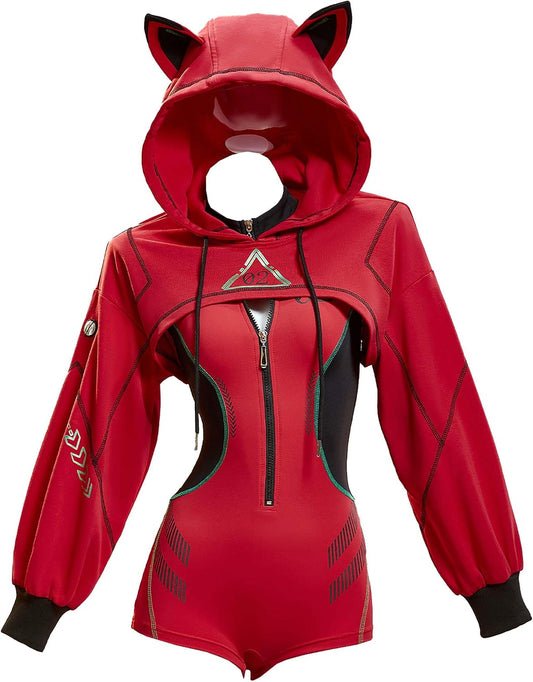 Mobbunny Anime Derivative Cyber Sportswear Tight Mecha Pilot Costume Sexy Lingerie Bodysuit with Short Jacket