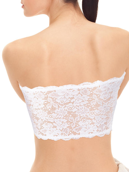 Boao 3 Pieces Women's Floral Lace Tube Top Bandeau Strapless Bras Seamless Stretchy Chest Wrap