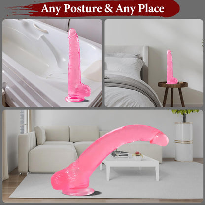Big Dildo, 11.61 Inch Clear Dildos Lifelike Skin-Touching Feeling, Soft Dildo with Strong Suction Cup, Big Size G-spot Penis Sex Toys for Advanced Women and Men Players