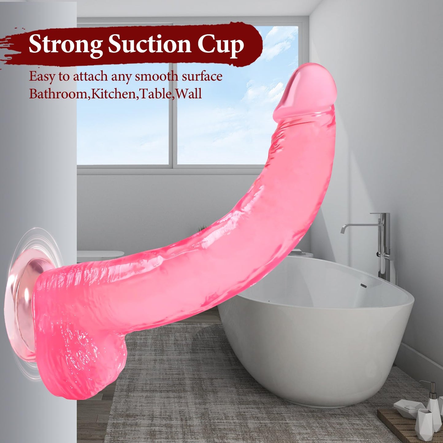 Big Dildo, 11.61 Inch Clear Dildos Lifelike Skin-Touching Feeling, Soft Dildo with Strong Suction Cup, Big Size G-spot Penis Sex Toys for Advanced Women and Men Players