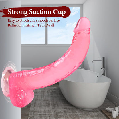 Big Dildo, 11.61 Inch Clear Dildos Lifelike Skin-Touching Feeling, Soft Dildo with Strong Suction Cup, Big Size G-spot Penis Sex Toys for Advanced Women and Men Players