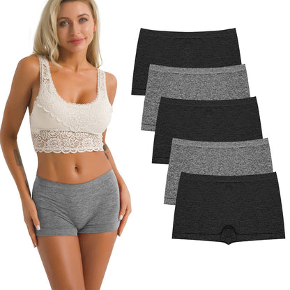 R RUXIA Boyshort Panties Seamless Nylon Underwear Stretch Boxer Briefs 5 Pack
