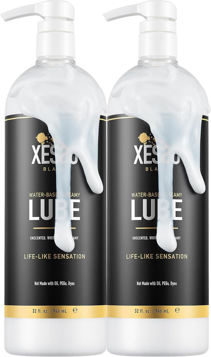 XESSO Water-Based Creamy Lube, Unscented, 4 fl oz | Thick White Gel-Like Slippery Glide, Hypoallergenic for Made in US, Discreet Package, Package May Vary