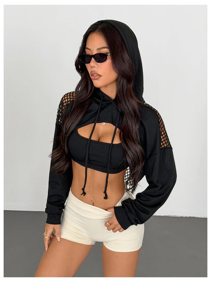 SweatyRocks Casual Cut Out Long Sleeve Pullover Crop Top Sweatshirt | Cropped Hoodie, Crop Top Hoodies, Long Sleeve Going Out Tops, Fall Fashion Clothes