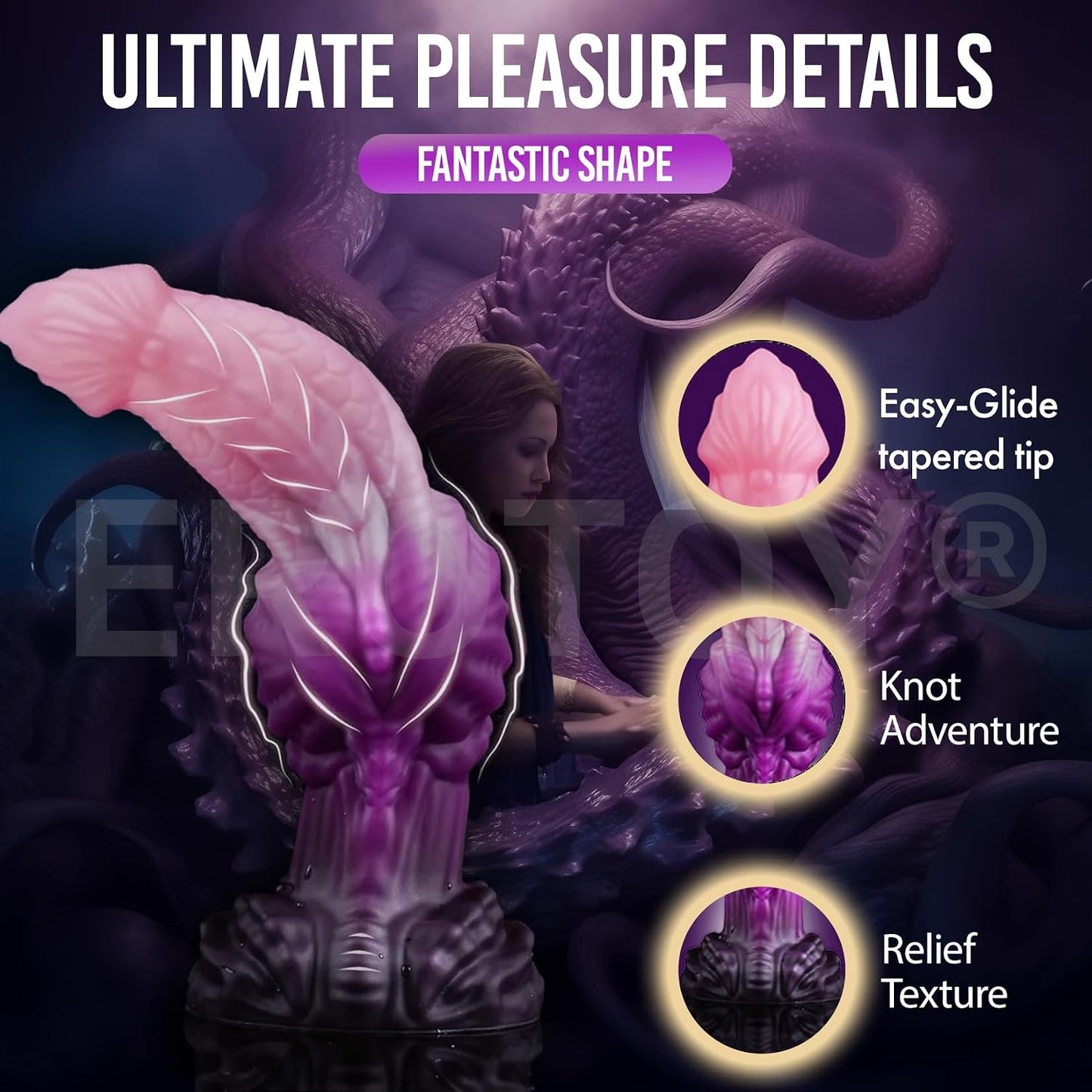 7.2" Fantasy Monster Dildo with Knot U & G-spot Dragon Dildo with Suction Cup, Long Anal Plug Adult Sex Toys & Games for Women Men Couples (DrakoPod)