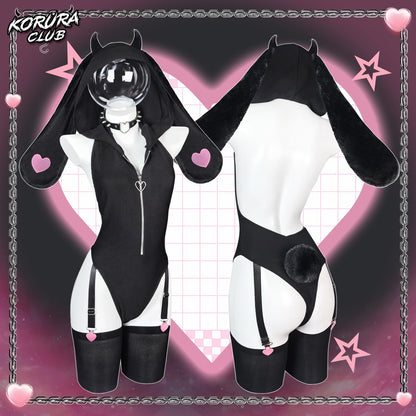 Demon Bunny Cosplay Lingerie Striped Bodysuit | Bunny Lingerie, Exotic Costumes, Demon Bunny, Jail Costume, Striped Costume, Halloween Costume, Festival Outfit