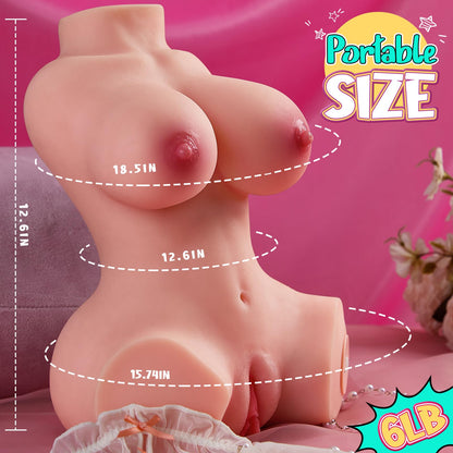 Goyha 3 in 1 Sex Doll Male Masturbator with Realistic Boobs Vagina and Anal | Lifelike Torso Masturbator Love Doll Pocket Pussy with Built-in Spine 5.9lb Pussy Ass Male Sex Toy for Men Masturbation