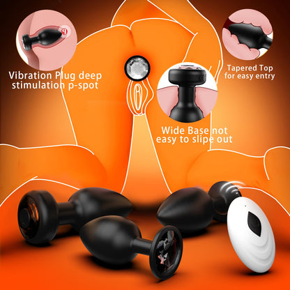 Anal Plug Vibrating Butt Plug, Adult Sex Toys 3PCS Silicone Anal Plugs, Anal Sex Toys with Remote Control 10 Vibrating Vibrator for Men, Anal Toys Adult Sex Toy & Games Prostate Massager