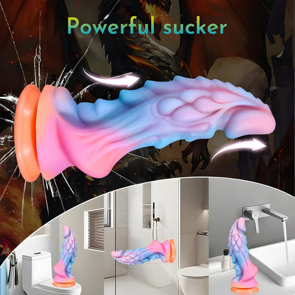 8.6" Realistic Dildo Dragon Monster Alien Glow in Dark Silicone Suction Cup Toy for G Spot P Spot Stimulation Adult Sex Toys Wedding Gift for Women Men