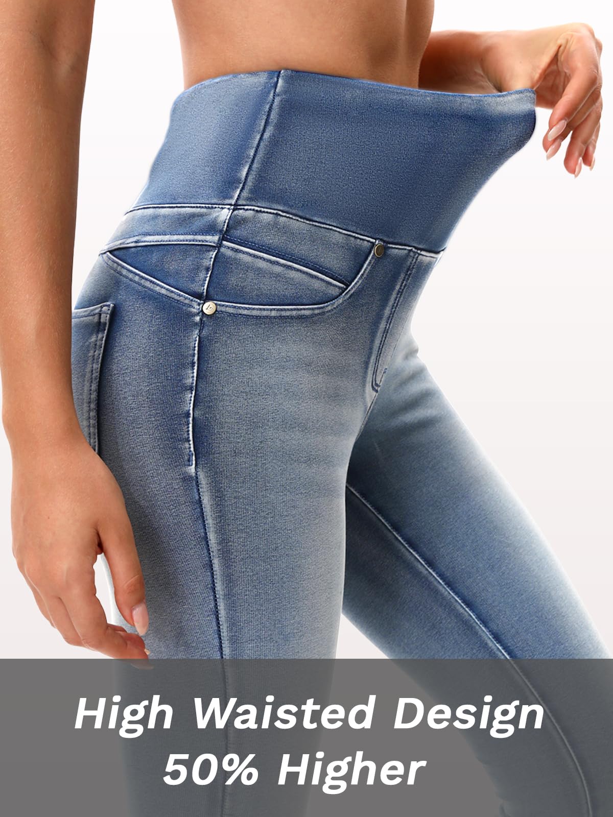 Stretchy Jeans for Women High Waisted Jeggings Tummy Control Slim Fit Jeans Pull On with Pockets Stylish Casual