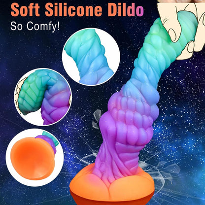 7.2" Fantasy Monster Dildo with Knot U & G-spot Dragon Dildo with Suction Cup, Long Anal Plug Adult Sex Toys & Games for Women Men Couples (DrakoPod)