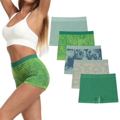 R RUXIA Boyshort Panties Seamless Nylon Underwear Stretch Boxer Briefs 5 Pack