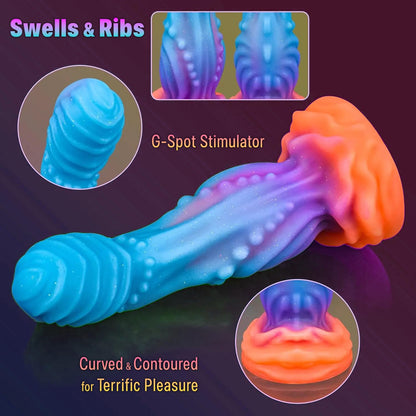 7.2" Fantasy Monster Dildo with Knot U & G-spot Dragon Dildo with Suction Cup, Long Anal Plug Adult Sex Toys & Games for Women Men Couples (DrakoPod)