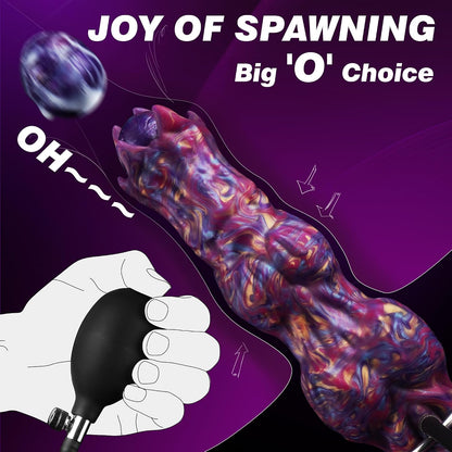 10" Monster Dildo Huge Ovipositor Dildo with 4 Eggs, Big Fantasy Anal Dildo | Horse Knot Dragon Dildo with Inflatable Pump, Dog Sex Toy with Strong Suction Cup, Silicone Alien Adult Toys for Women Men