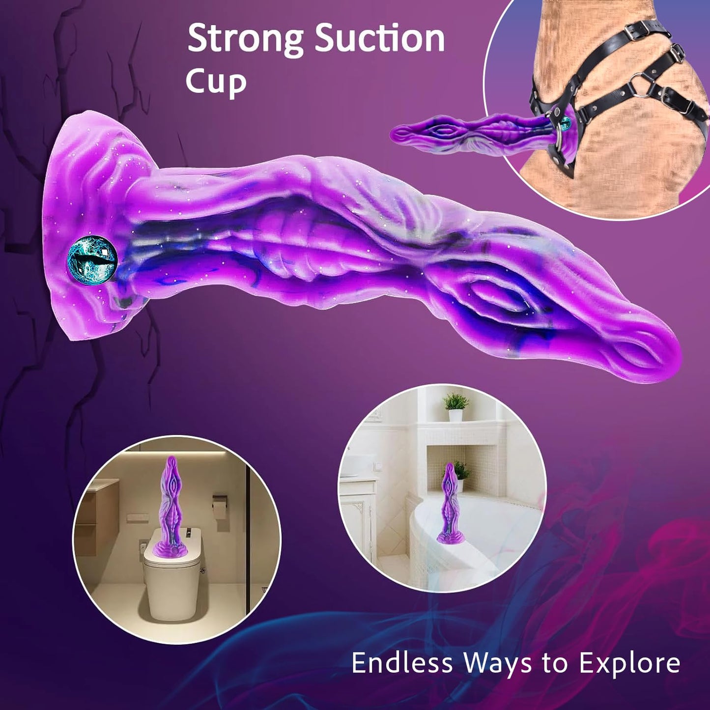 7.2" Fantasy Monster Dildo with Knot U & G-spot Dragon Dildo with Suction Cup, Long Anal Plug Adult Sex Toys & Games for Women Men Couples (DrakoPod)