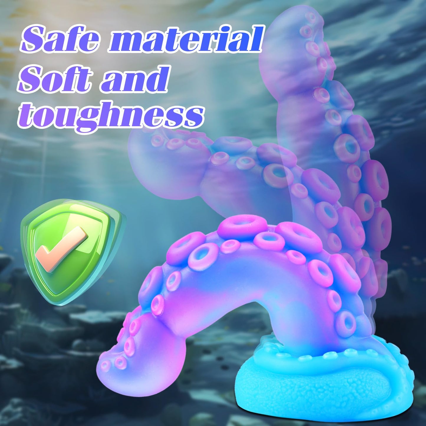 7" Beginner Small Monster Tentacle Dildo with Suction Cup, Silicone Fantasy Dragon Anal Plug, Realistic Tentacle Octopus Penis Conical Alien Dildo, Purple Blue G spot Adult Sex Toy for Men Gay Women