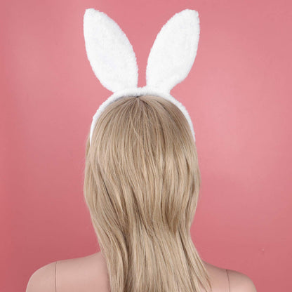 JEATHA Bunny Rabbit Plush Ears Hair Hoop Nose Cover and Rabbit Fur Tail Ball Anal Plug Cosplay Costume Props