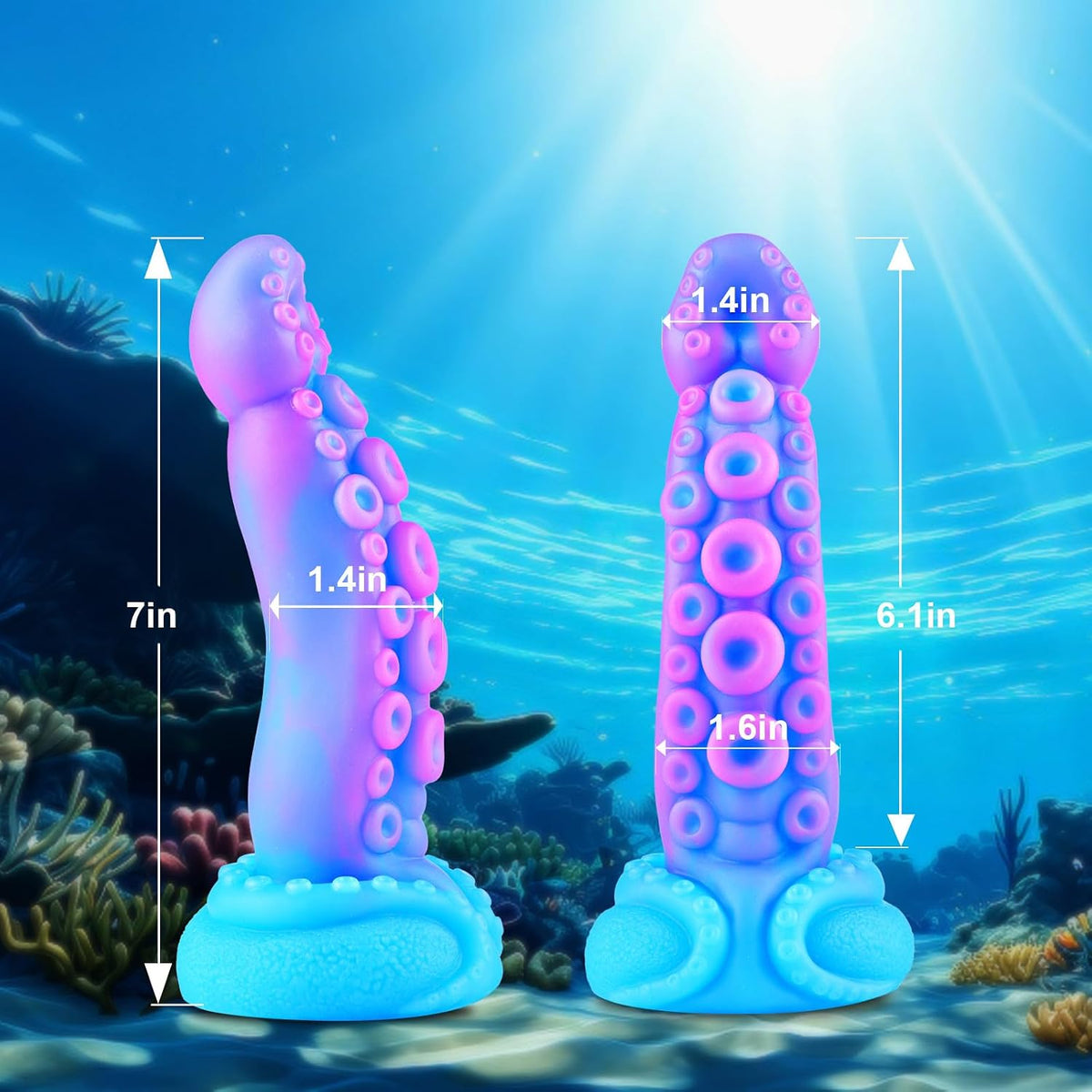 7" Beginner Small Monster Tentacle Dildo with Suction Cup, Silicone Fantasy Dragon Anal Plug, Realistic Tentacle Octopus Penis Conical Alien Dildo, Purple Blue G spot Adult Sex Toy for Men Gay Women