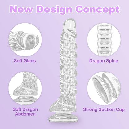 7.4 inch Dragon Dildo with Strong Suction Cup for Hands-Free Play,Realistic Monster Dildo Anal Plug Prostate Massager Adult Sex Toys for Vaginal G-Spot and Anal Prostate Purple