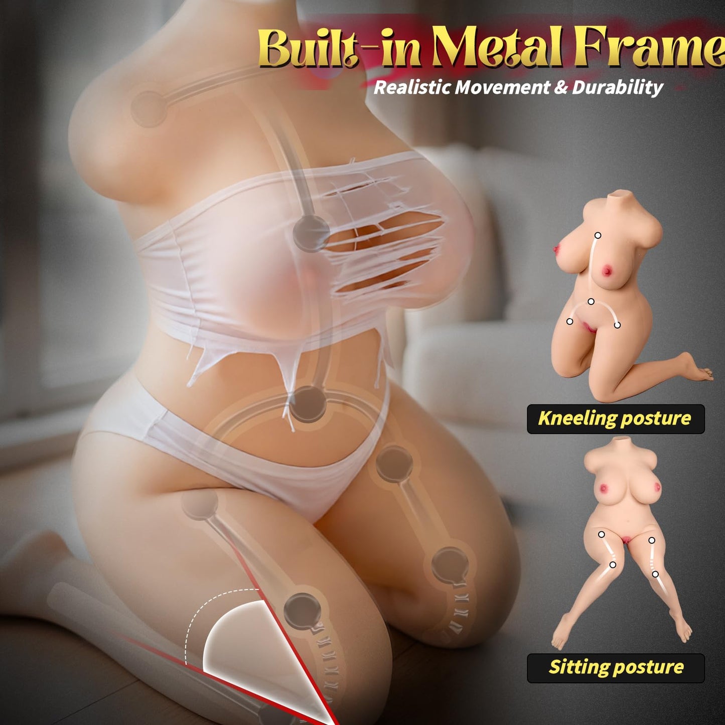13.22lb TPE Sex Doll with Leg, Gel Breast Dual Channel Male Masturbator