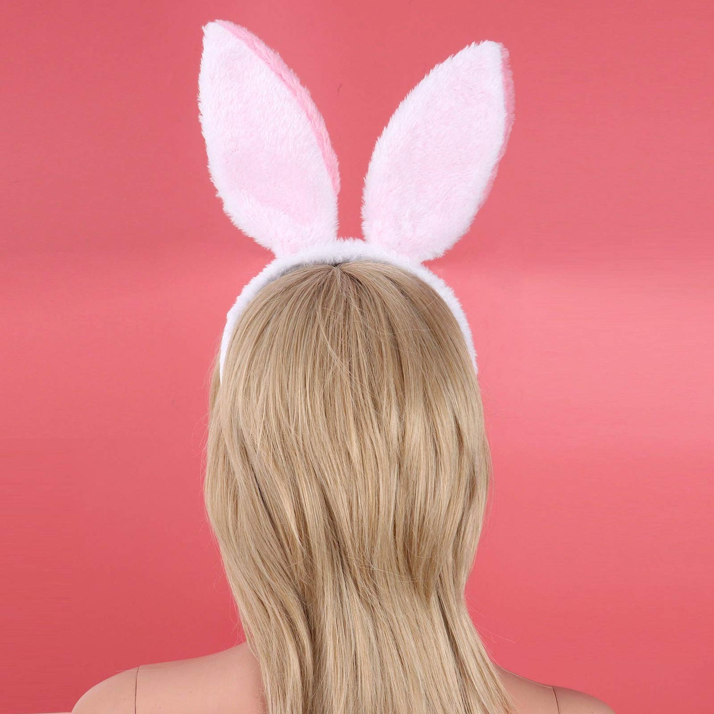 JEATHA Bunny Rabbit Plush Ears Hair Hoop Nose Cover and Rabbit Fur Tail Ball Anal Plug Cosplay Costume Props